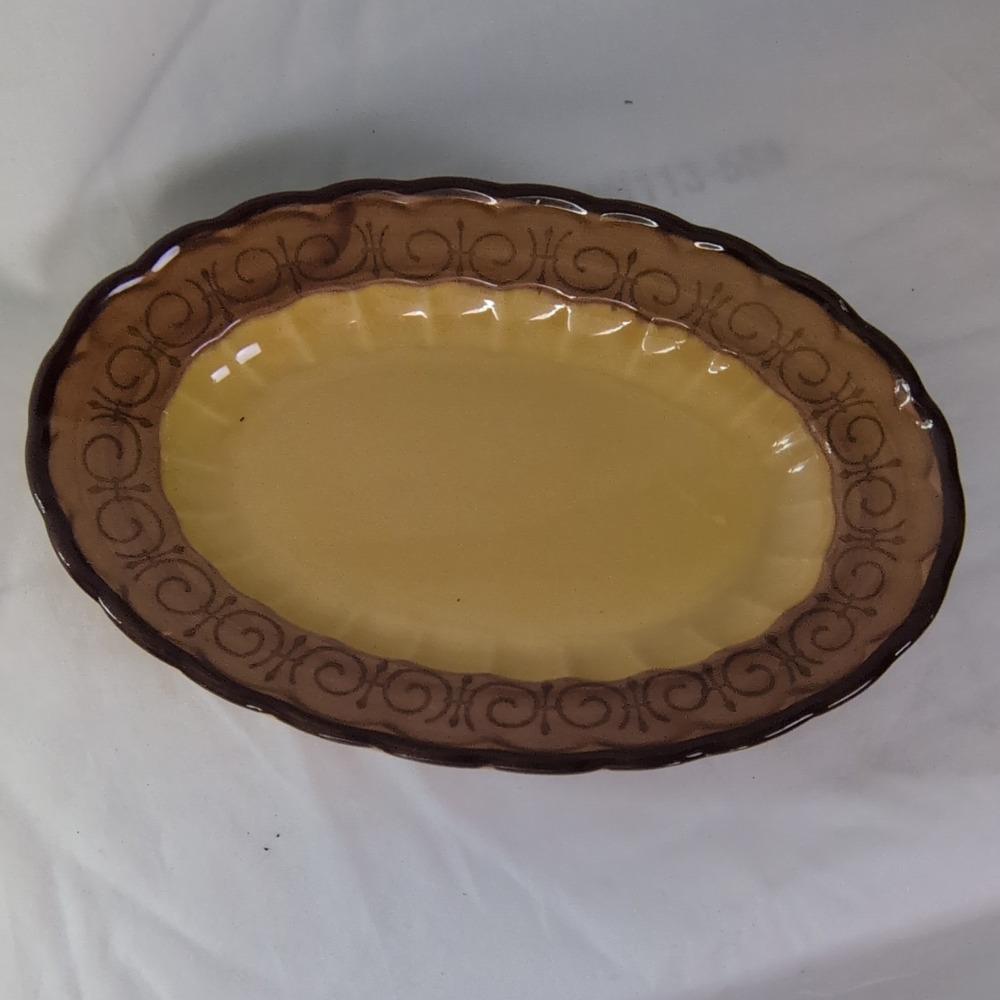 Vintage Vernon ware by Metlox oval serving platter brown scroll dsgn made in Cal